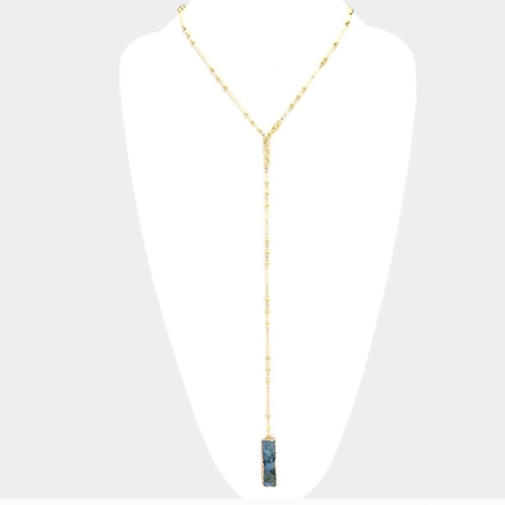 Druzy Agate Long Necklace - Picture 1 of 5