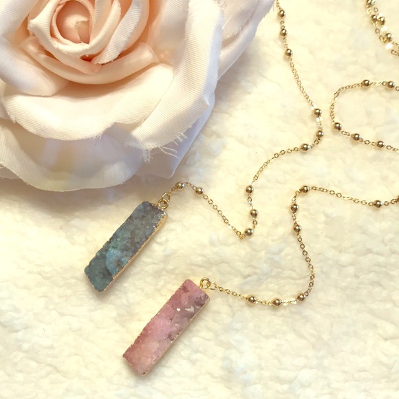 Druzy Agate Long Necklace - Picture 2 of 5