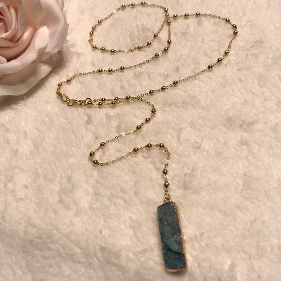 Druzy Agate Long Necklace - Picture 4 of 5