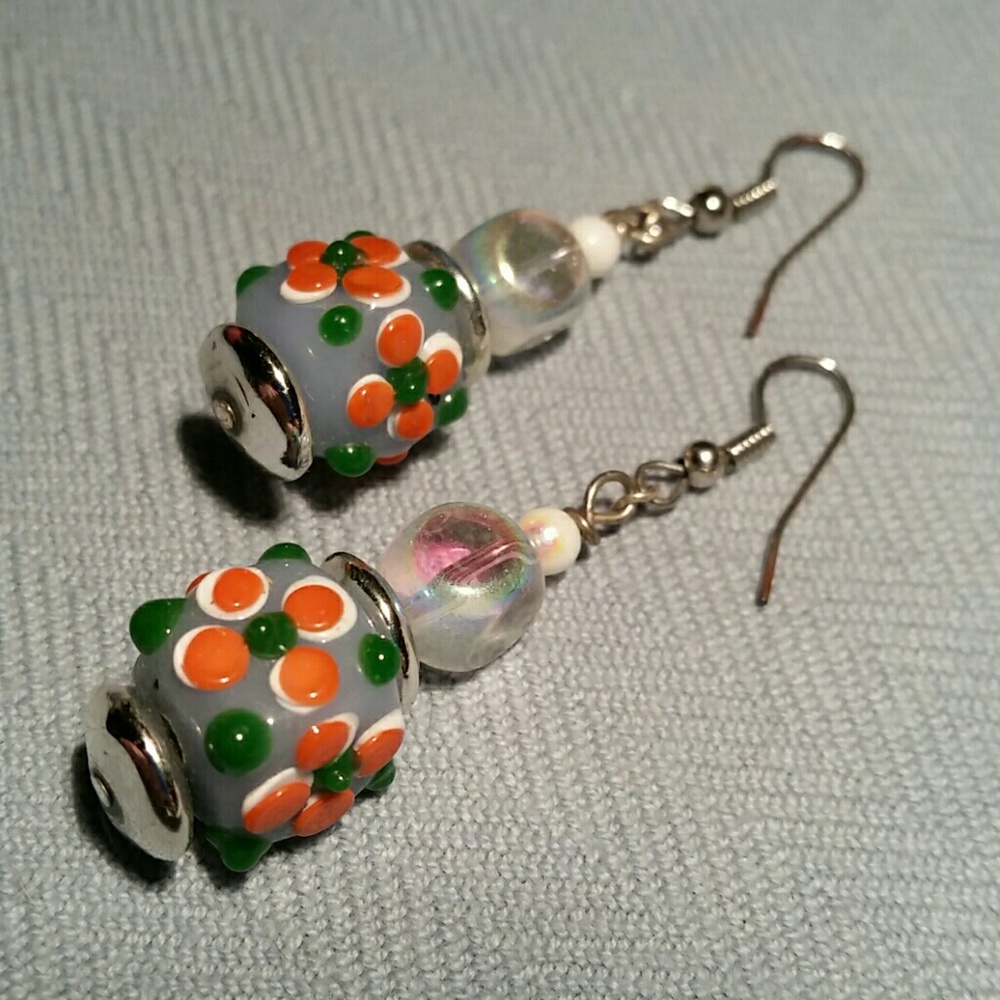 ARTSY FUN LAMP WORK FLORAL EARRINGS