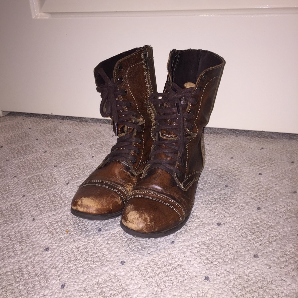 steve madden troopa combat boots leather