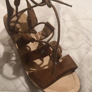 Suede lace up sandals