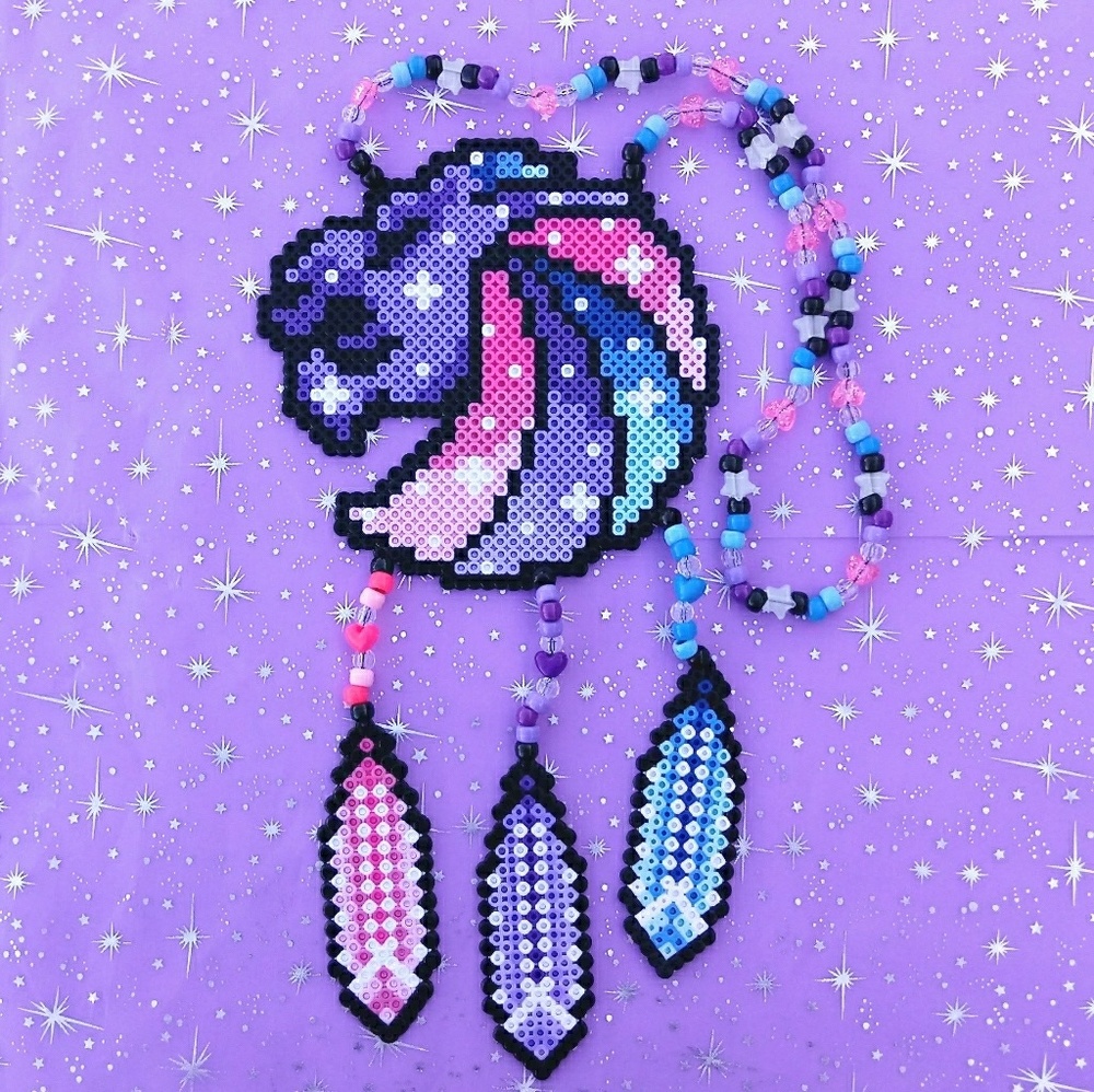 Seven Lions galaxy perler rave kandi necklace