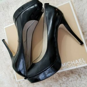 Black Michael Kors Open Toe Pump Heels