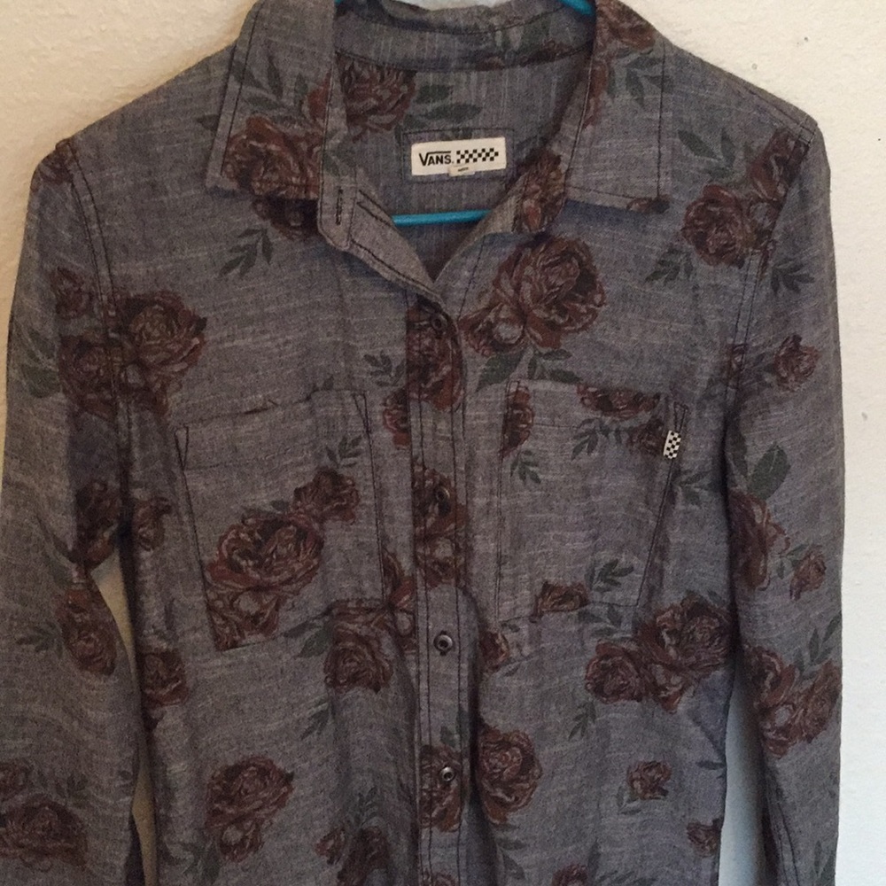 Vintage rose button up VANS brand shirt
