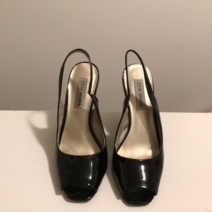 Patent leather wedges