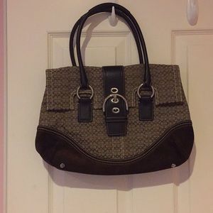 Brown Suede and Monogram Coach Purse