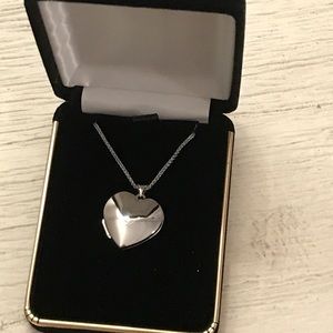 Silver Heart Locket with Chain Necklace