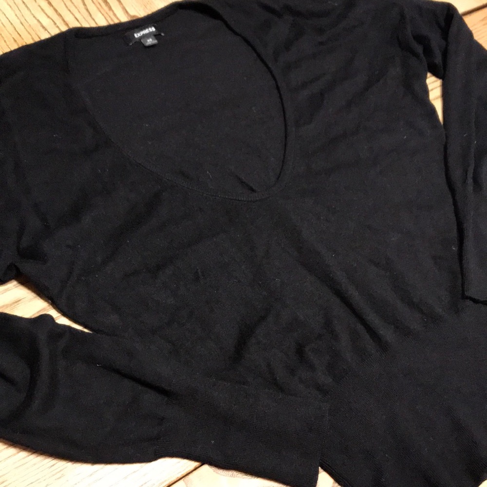 Express Deep Scoop Neck Long Sleeve Sweater
