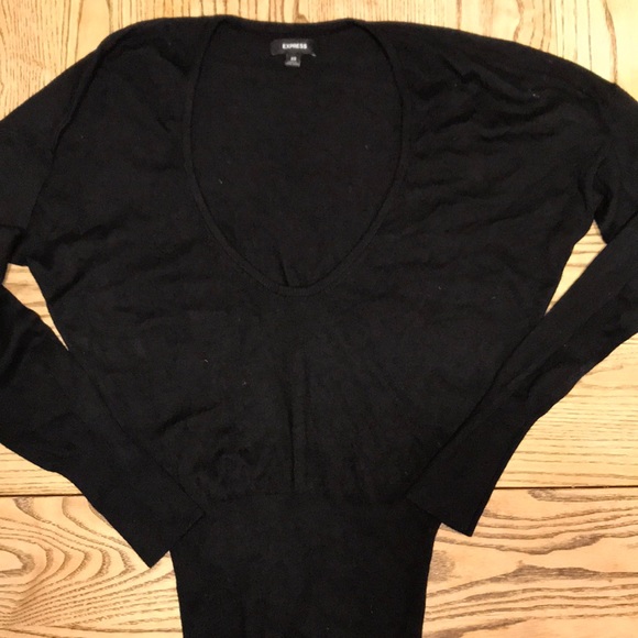 Express Deep Scoop Neck Long Sleeve Sweater - Picture 2 of 6