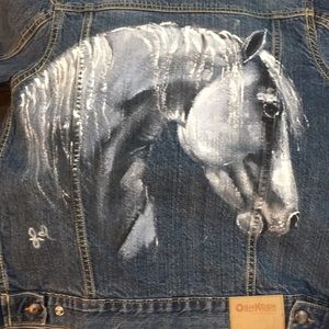 Hand Painted horse on Jean Jacket