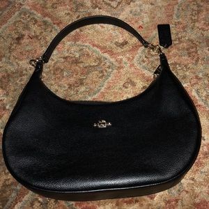 Coach black leather hobo bag