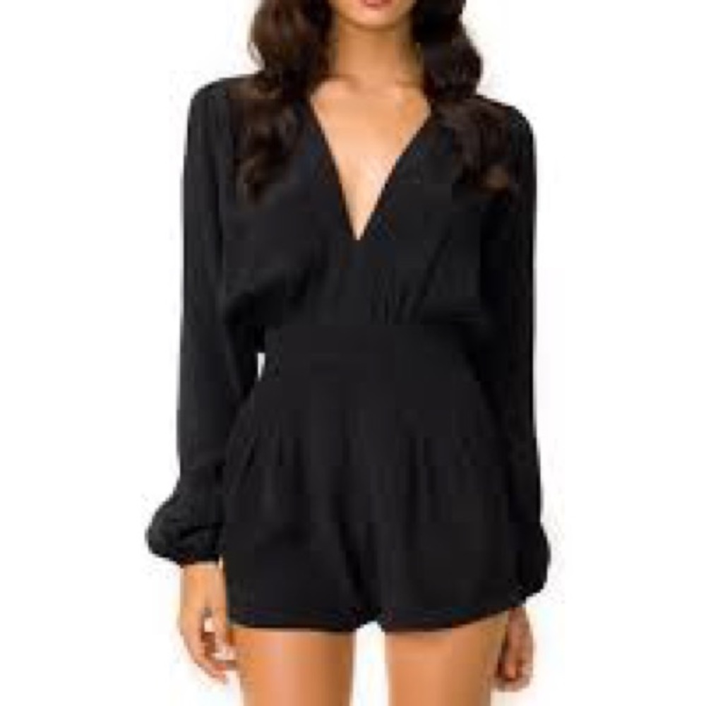 Motel Rock long sleeve plunge playsuit