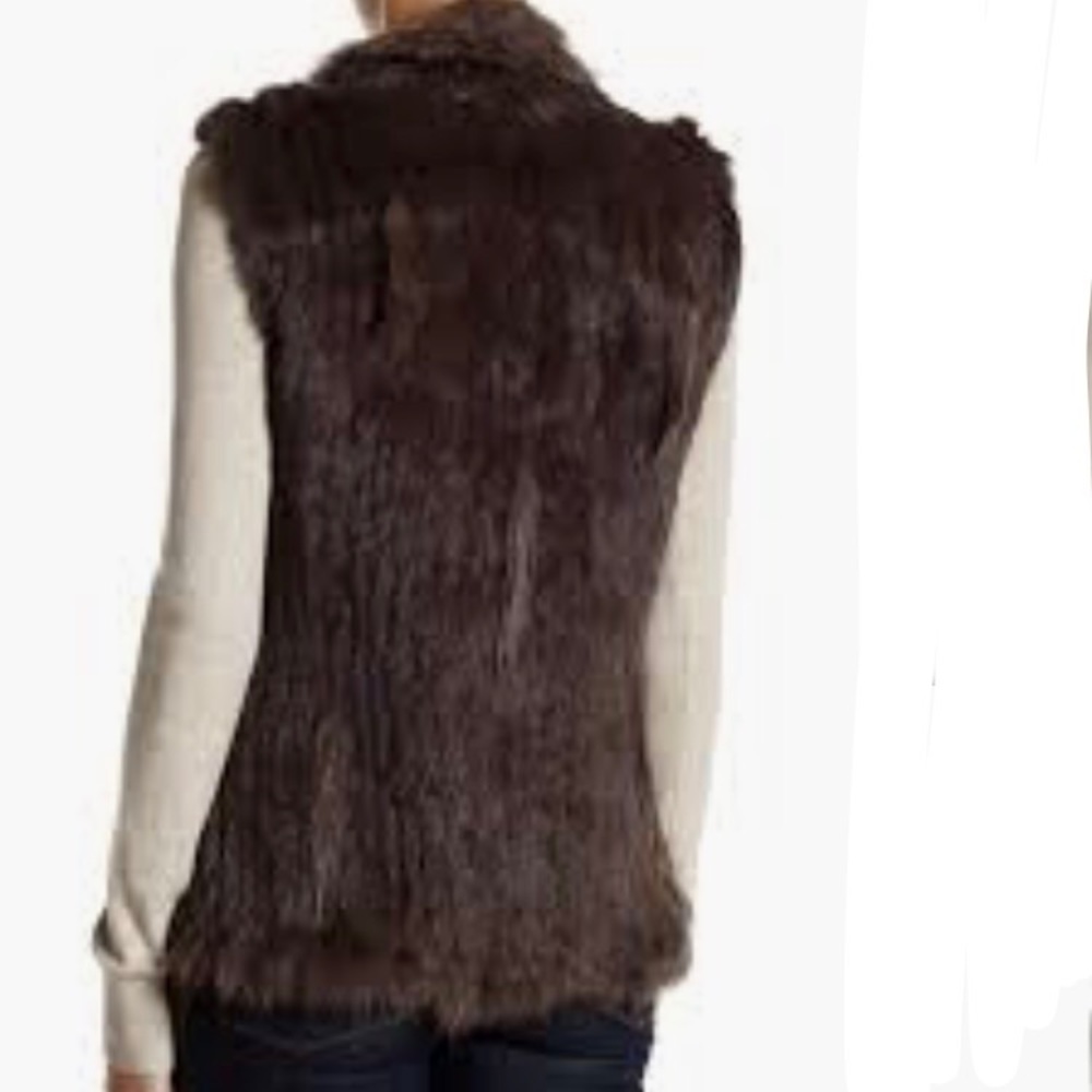 Real Fur Rabbit Vest - Bagatelle, Brown - Picture 2 of 6