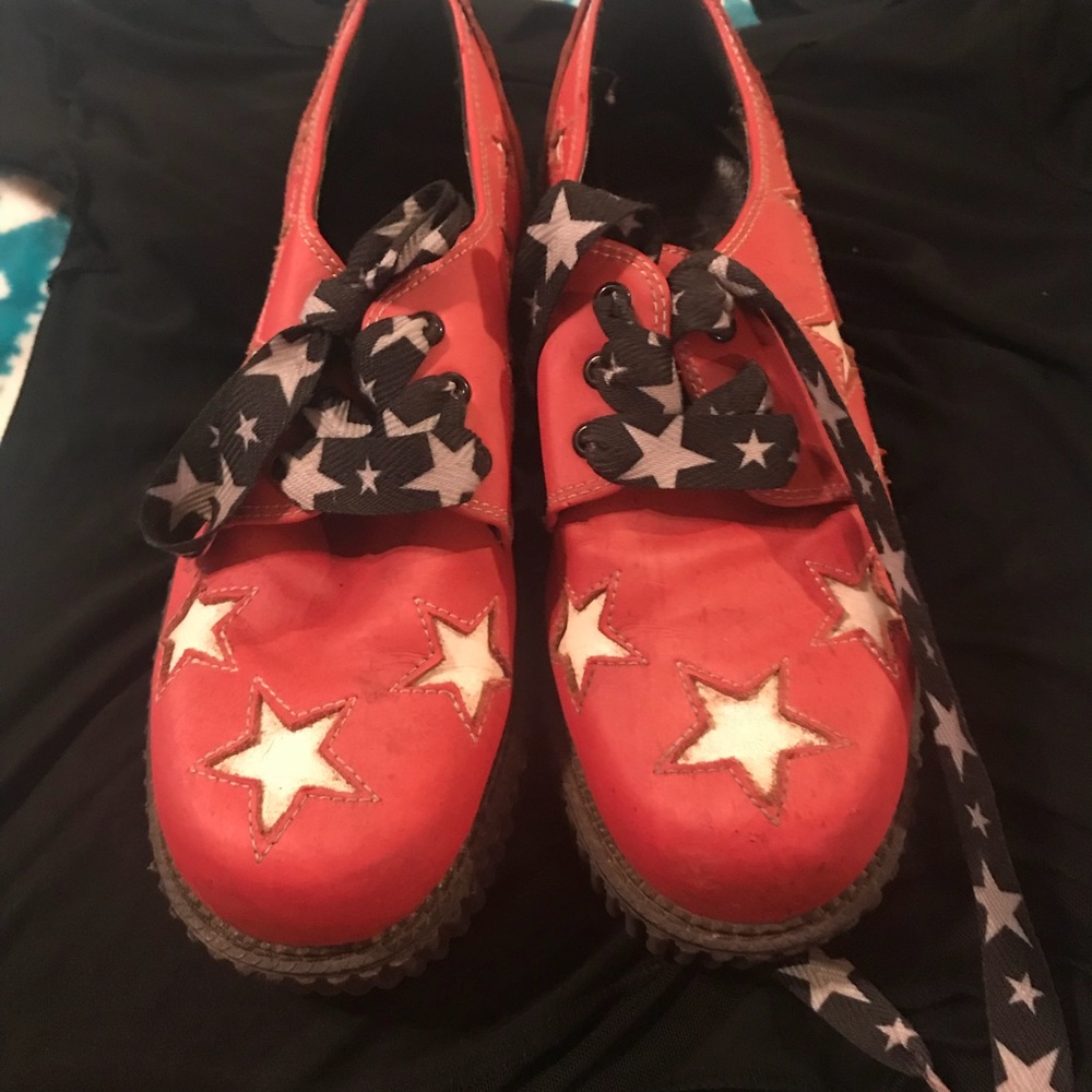 🌟Demonia Classic Creepers Pink& Wht Stars 7.5 $12