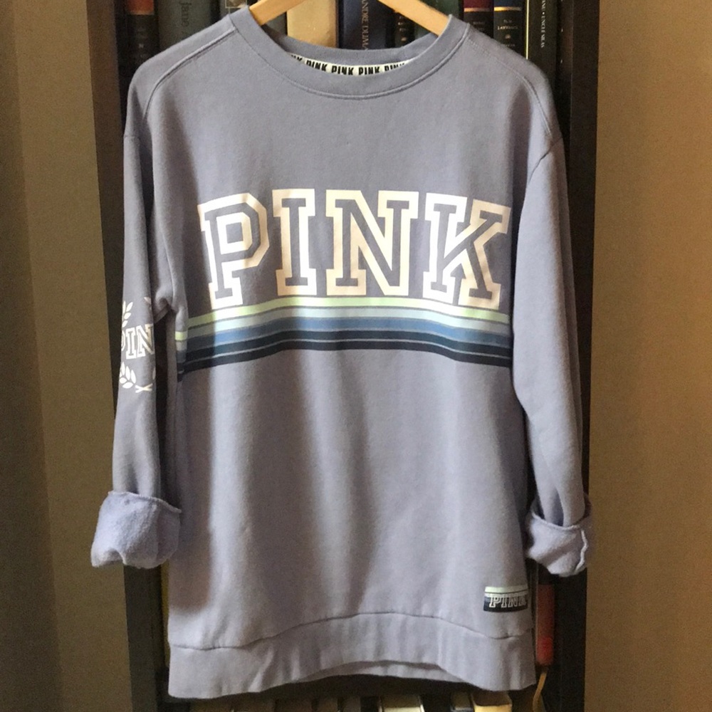 V.S. PINK • Pink Campus Crewneck Sweatshirt, XS