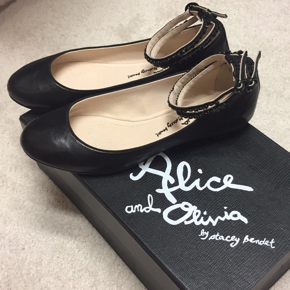 Alice & Olivia Black Embellished Flats