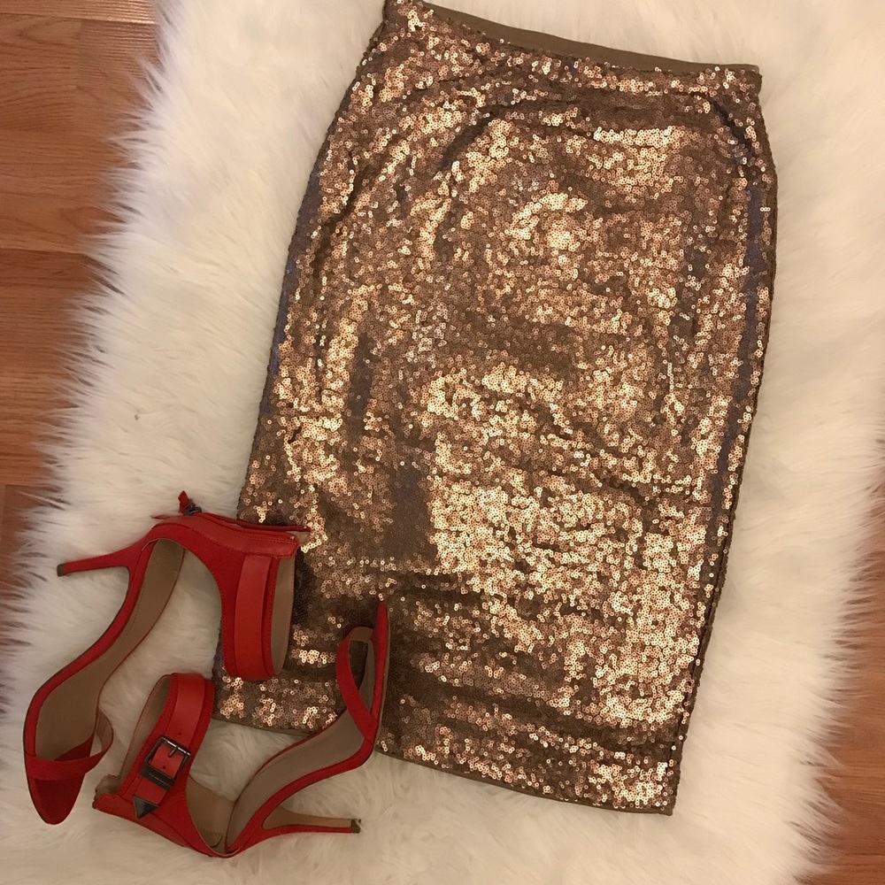 •LAST ONE• Bronze Sequin Midi Skirt - Picture 7 of 7