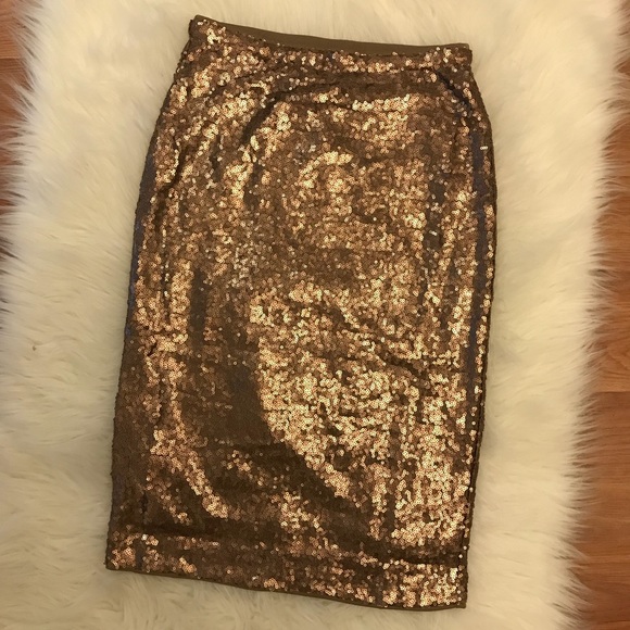 •LAST ONE• Bronze Sequin Midi Skirt - Picture 4 of 7
