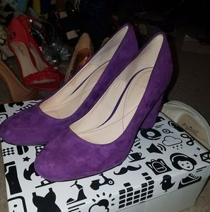 Isola purple suede block heels