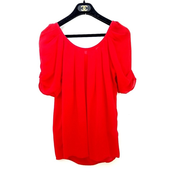 Joie Tops - Joie Silk Red Drawstring Neck Bow Top