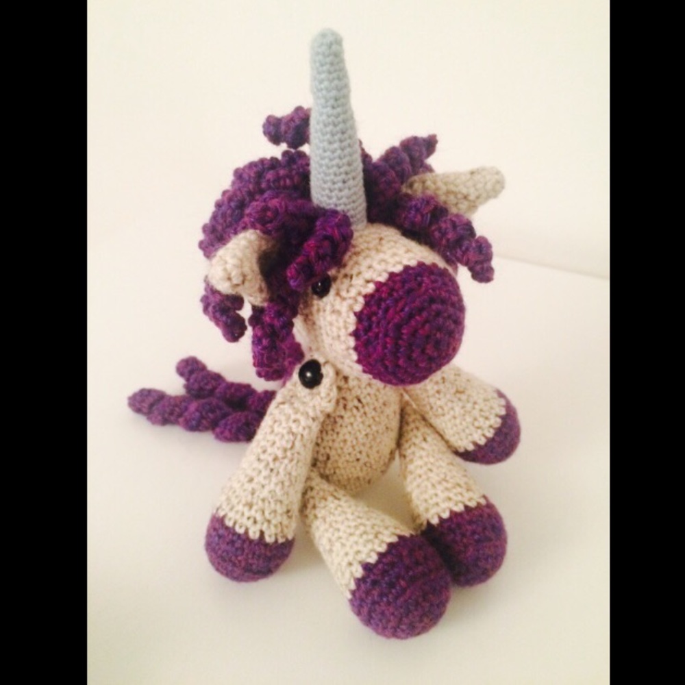 Hand Crocheted Unicorn Toy. Brand New