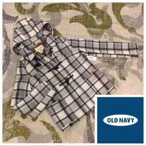NWT Grey & Yellow Plaid Hooded Pea Coat - Sz Small
