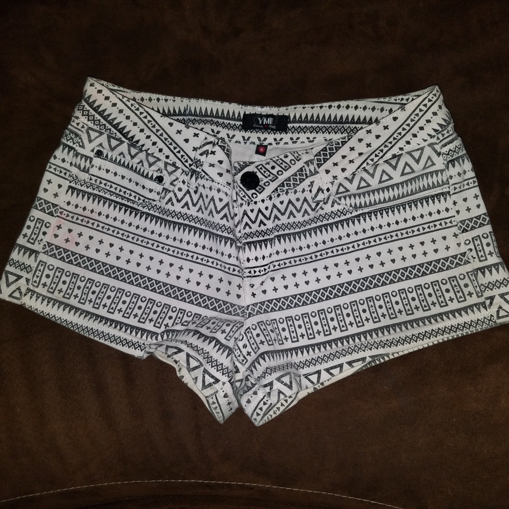 Very Pale Pink and Black Print Shorts