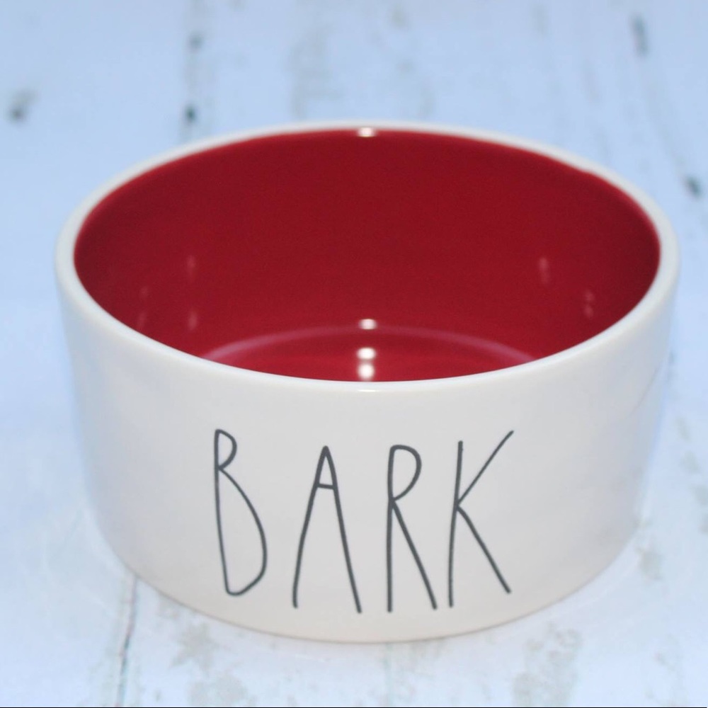 Rae Dunn Red Interior Dog Bowl, Perfect for X-Mas!