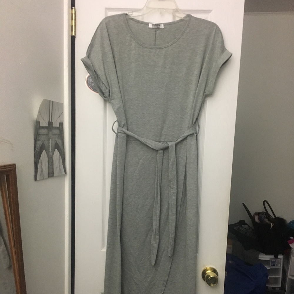 Gray wrap maxi dress