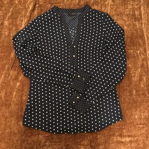 Women’s XS The Limited Navy/Wht Polka Dot Top
