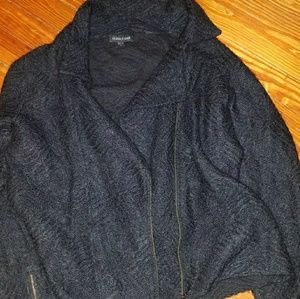 Eileen Fisher Black Wool Zip Cardigan
