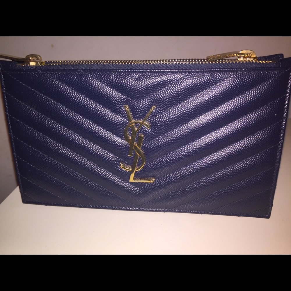 YSL quilted chevron wallet / clutch