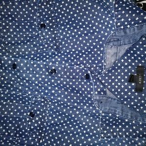J.crew Blue 100% Cotton Denim Long Sleeve Shirt
