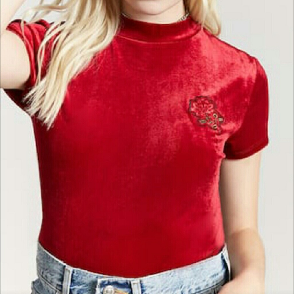 Velvet Mock Neck Top