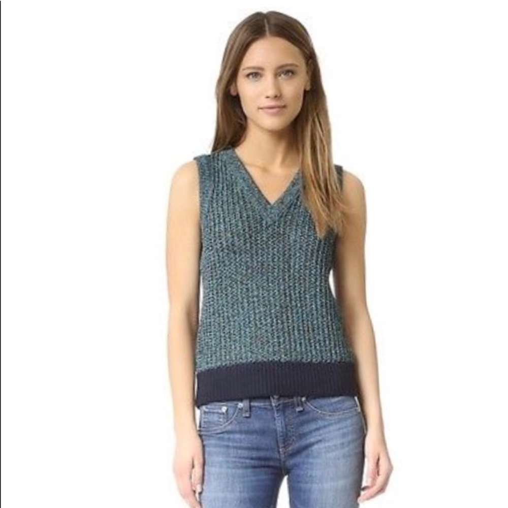 Rag & Bones Vest Green Black Size Medium New