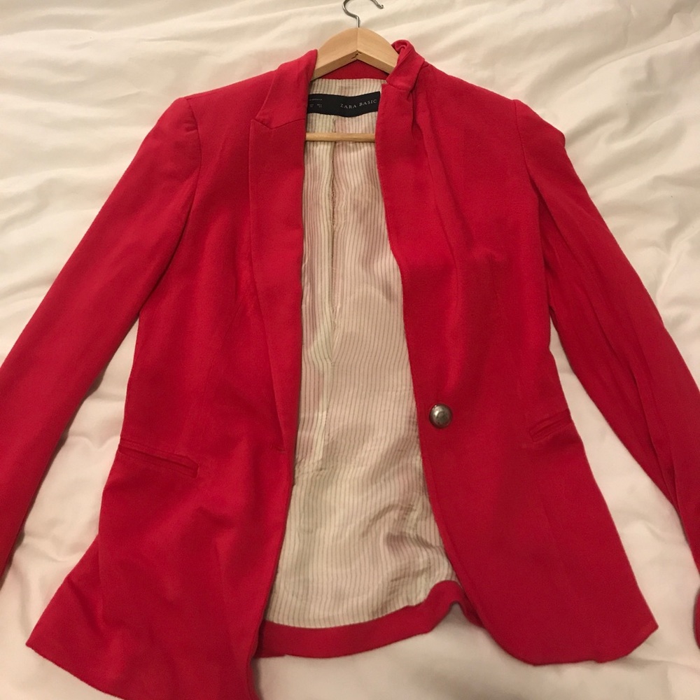 Zara Cotton Blazer in Poppy Red