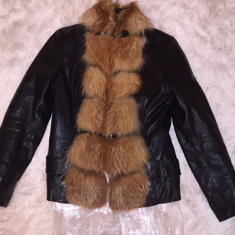 Leather Jacket With Fox fur - Picture 2 of 8