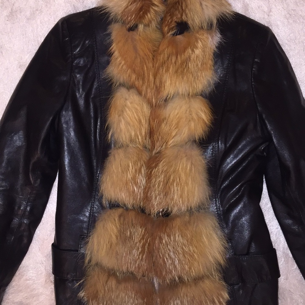 Leather Jacket With Fox fur - Picture 4 of 8