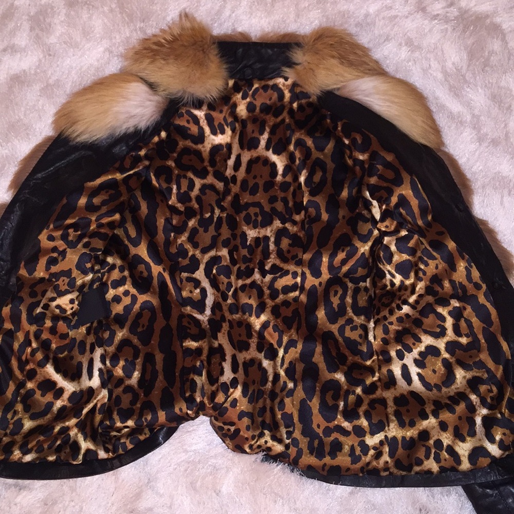 Leather Jacket With Fox fur - Picture 5 of 8