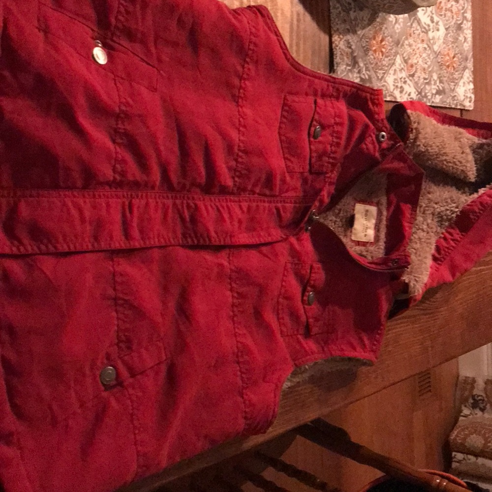 Red hooded fuzzy vest from Kohl’s