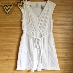 J.CREW Size 8 White Eyelet Drawstring Tunic Dress