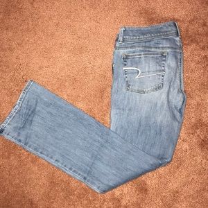 Light wash AE kick boot jeans