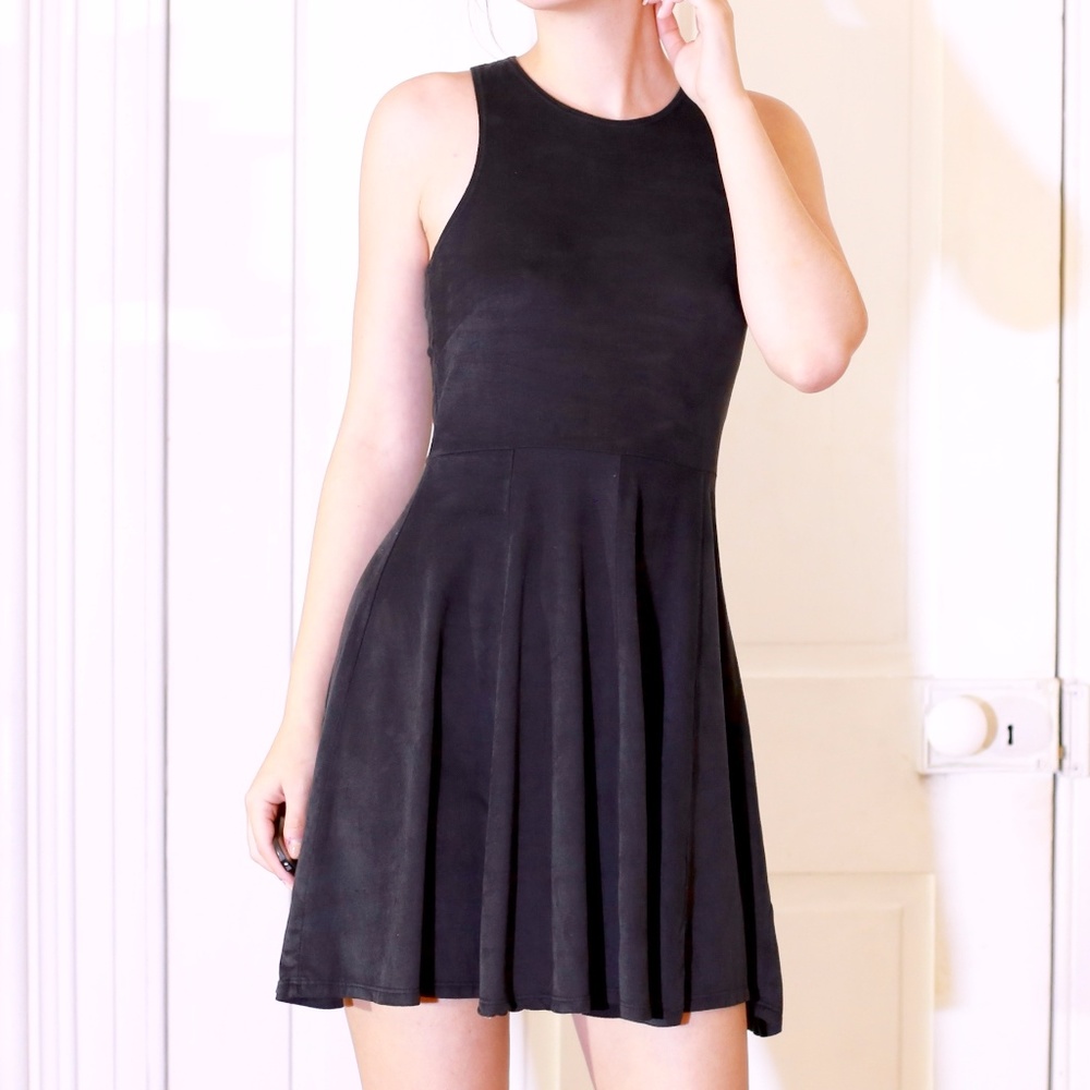 Brandy Melville Faux Suede Sleeveless Skater Dress