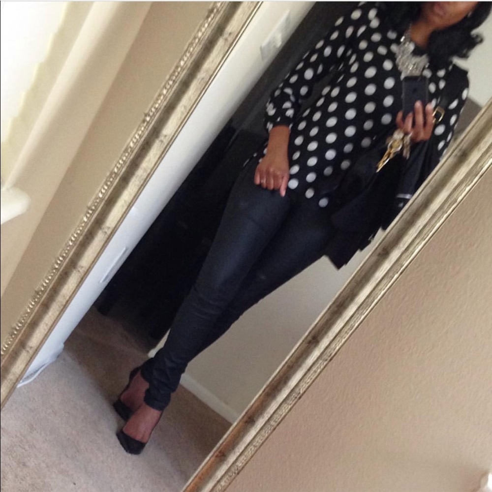 Women’s Ann Taylor XXSP Black/White Polka Blouse