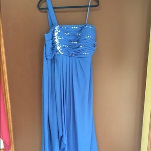 One Strap, Royal Blue Bling Top Gown