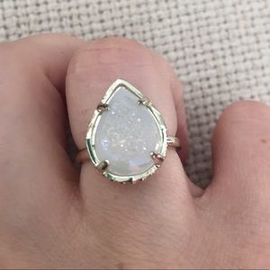 Pear shape iridescent ring