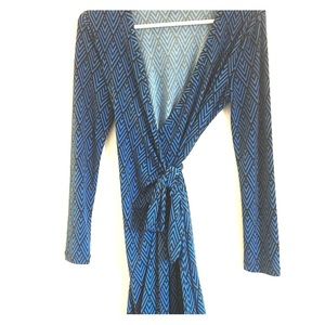Banana Republic Blue Chevron Wrap Dress XSP
