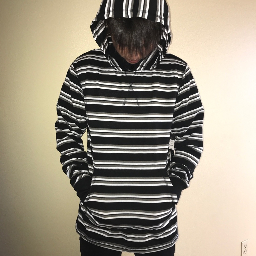 Long Sleeve Cut N Sew Stripped Hoodie