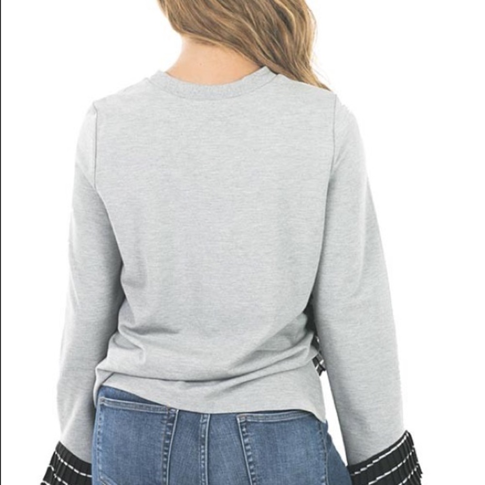 Gray Ruffled Sleeve Top - Picture 2 of 3